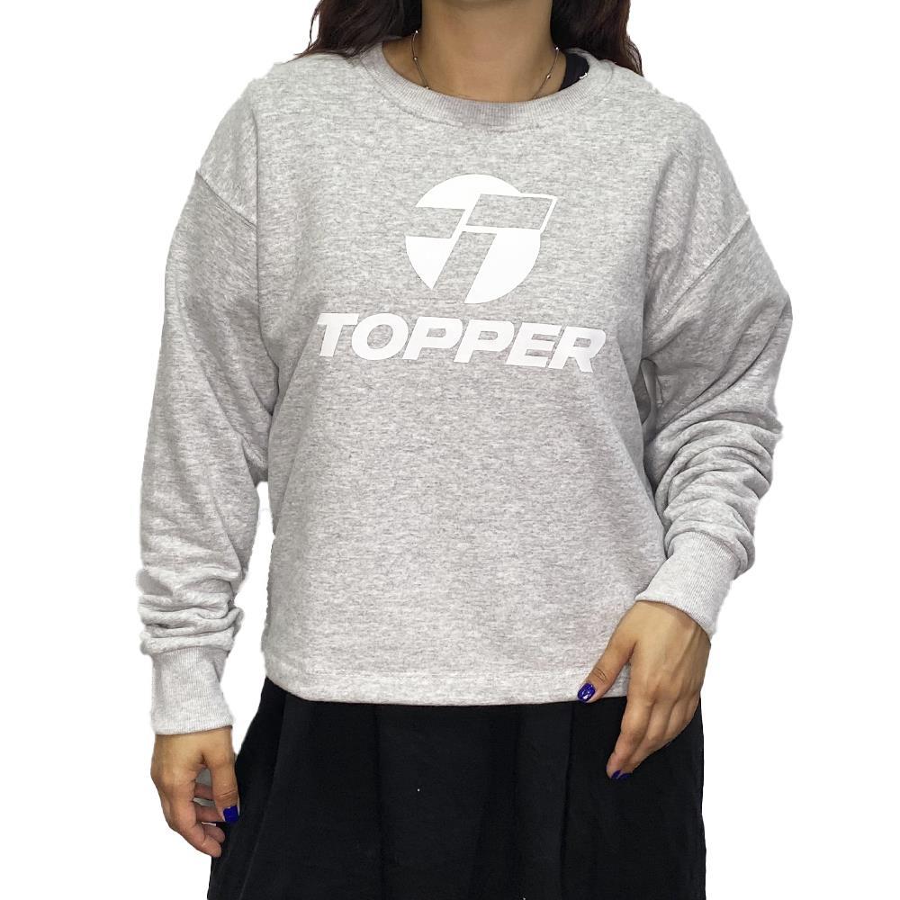 TOPPER BUZO MUJER OVERZISE CREW URB GRIS MLNGE megasports